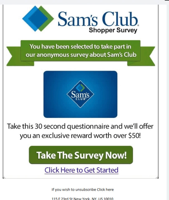 Crooks Use Sam's Club Name in Phishing Email Scam