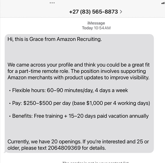 Amazon Recruiting scam