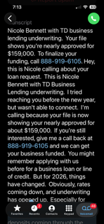Nicole Bennett with TD business lending underwriting